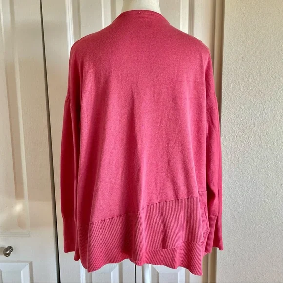 Terra & Sky Open Front Knit Ruffle Cardigan Women’s 0X (14W) Pink Casual Kimono - Picture 7 of 15